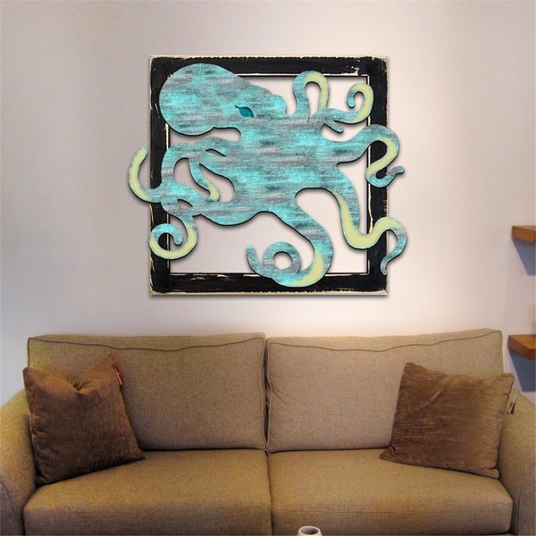 Designocracy Octopus in Frame Wooden Art G98512S24